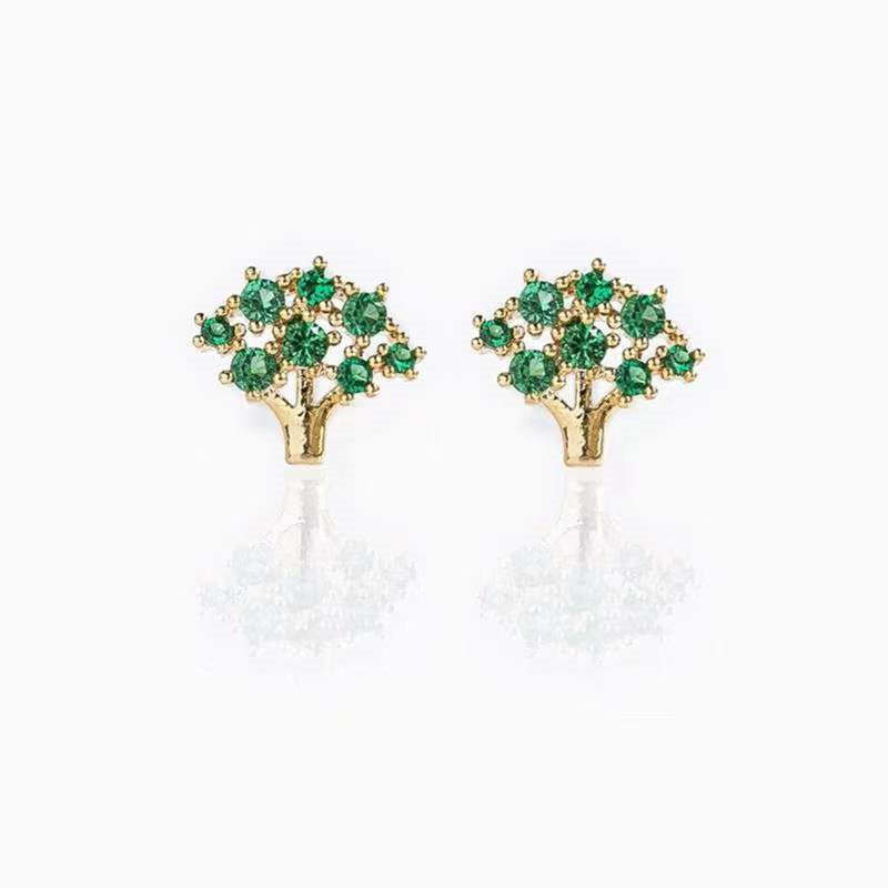 Fashion Fruit Zirconia Copper Earrings - 18k Gold Plated Studs for Women