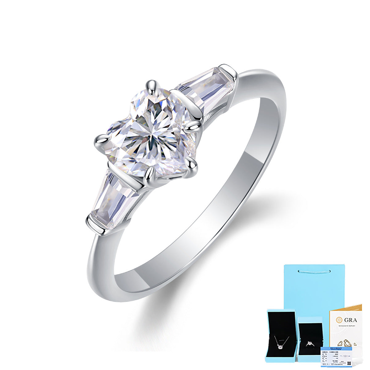 Sterling Silver Moissanite Heart Ring