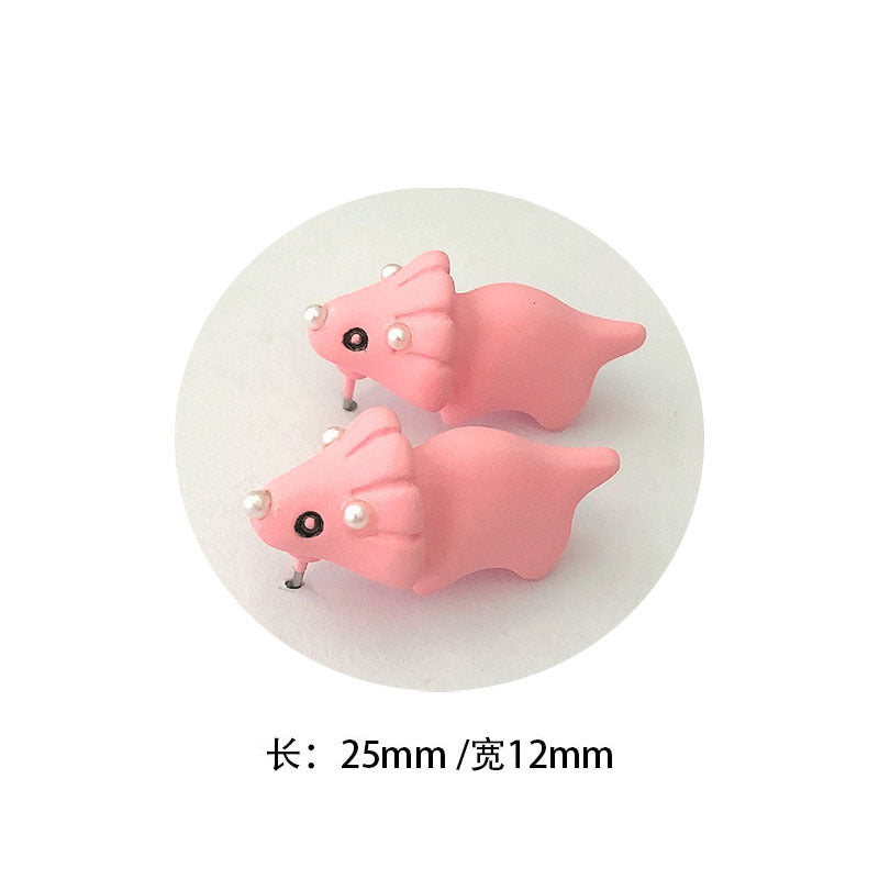 Fashion Animal Dinosaur and Shark Metal Ear Studs for Women