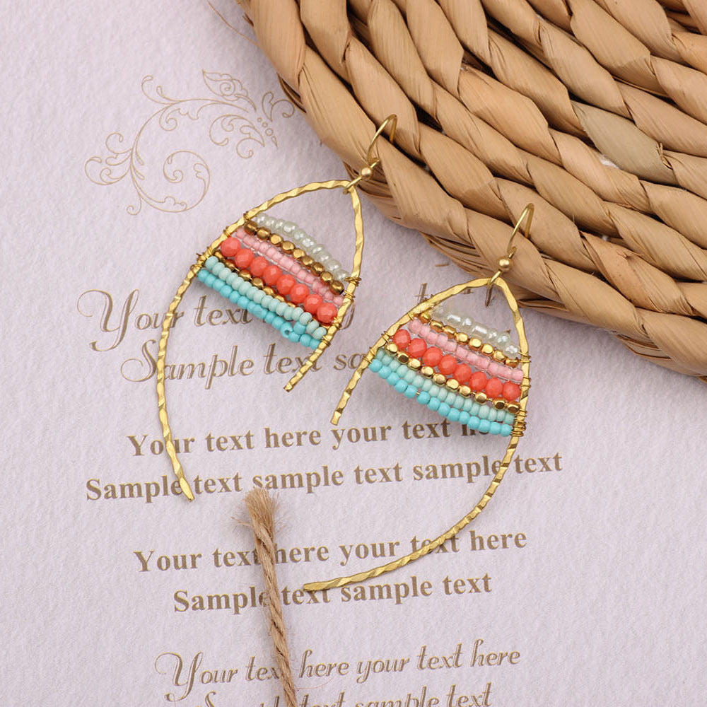 Bohemian Shell Tassel Mesh Earrings with Synthetic Gemstones