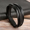 Retro Multilayer Leather Bracelet with Magnetic Buckle for Men