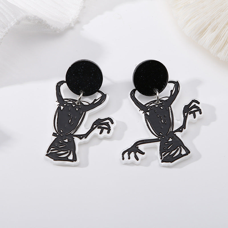 Halloween Ghost Skull Acrylic Stud Earrings - Eccentric Festival Cartoon Accessories