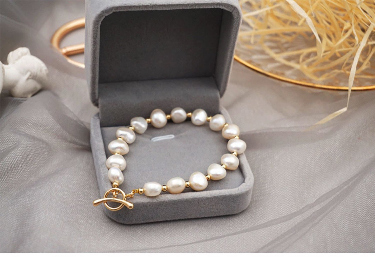 Fashion Minimalist Freshwater Pearl Titanium Steel Bracelet