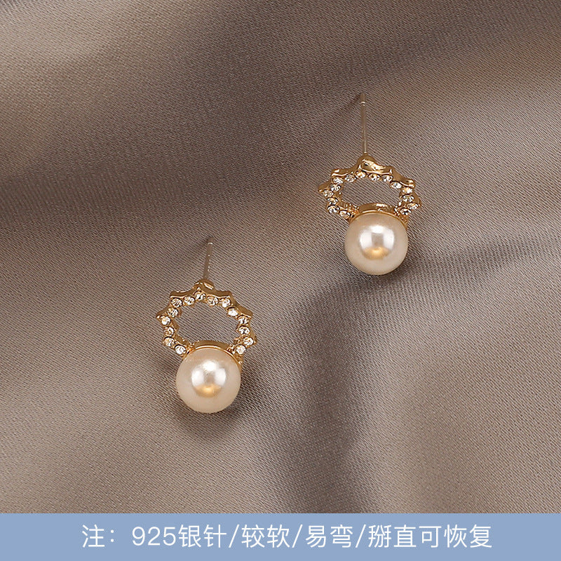 1 Pair Elegant Rhinestone Inlay Alloy Drop Earrings with 925 Silver Needle