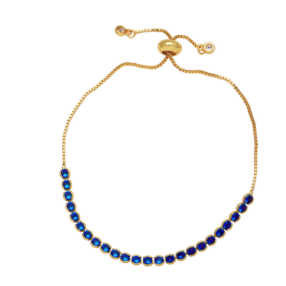 Simple Round Copper Plated Adjustable Zircon Bracelet