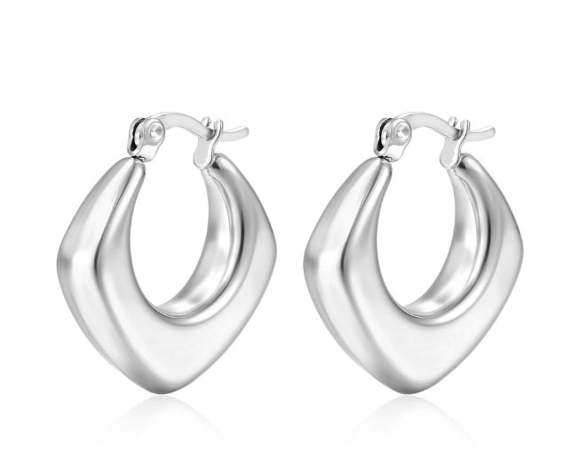 Solid Color Geometric Titanium Steel Hoop Earrings