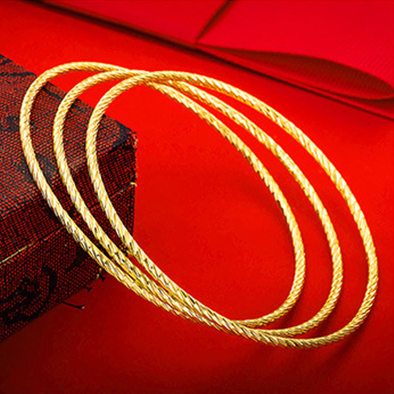 Simple Geometric Gold Plated Copper Bangle Bracelet