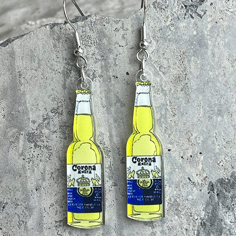 Artistic Acrylic Wine Bottle Drop Earrings for Weddings and Parties