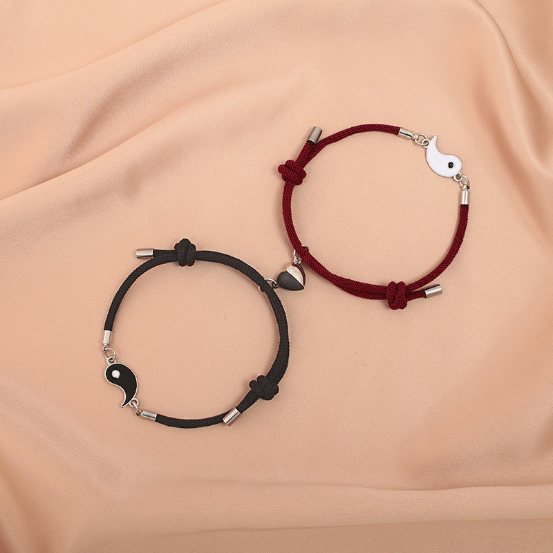 Black and White Tai Chi Magnetic Couple Bracelets