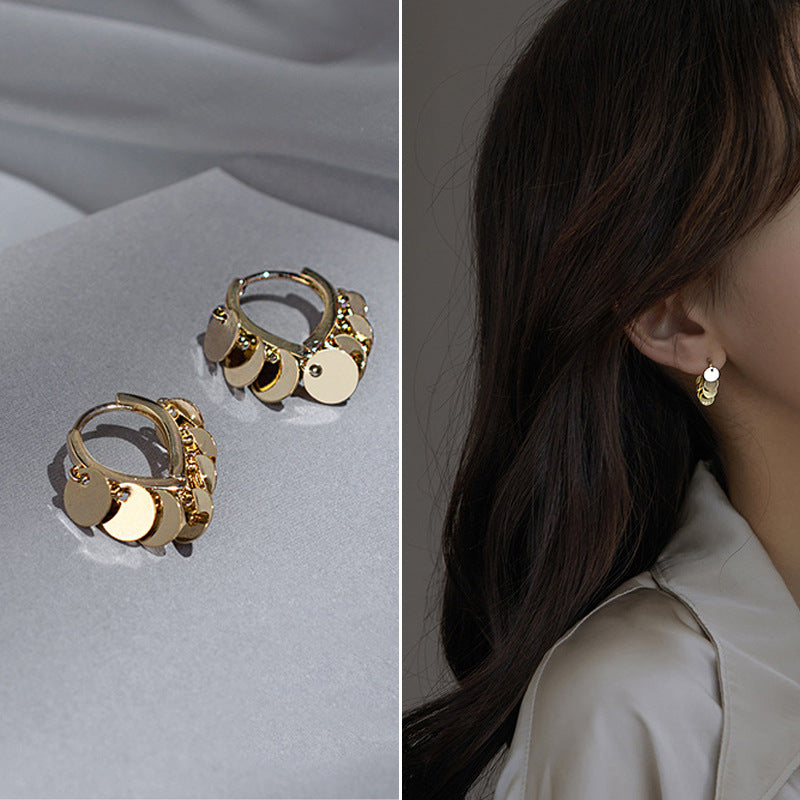 Retro Geometric Alloy Plated Earrings with 925 Silver Needle