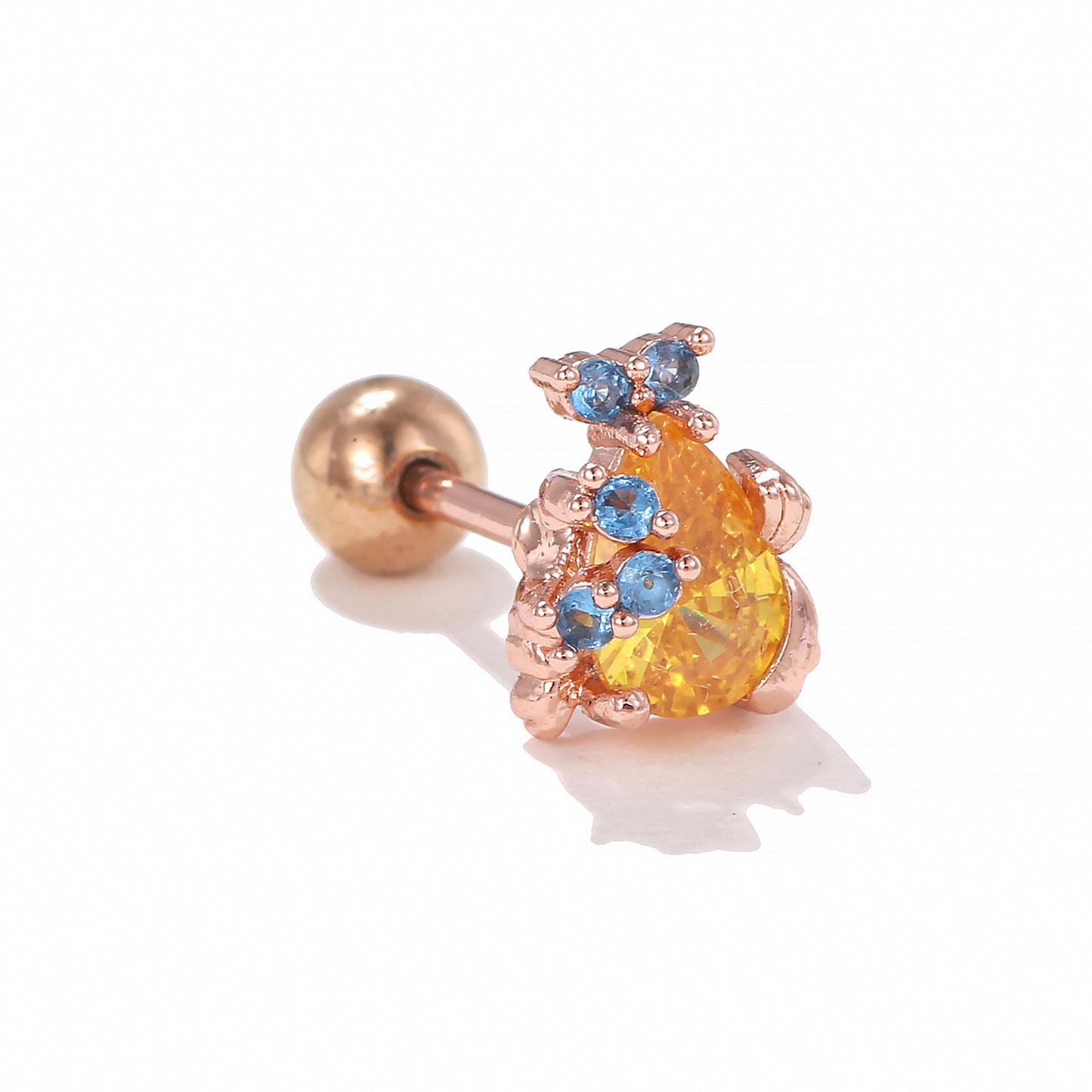1 Piece Minimalist Brass Zircon Ear Studs with 18K Gold and White Gold Plating