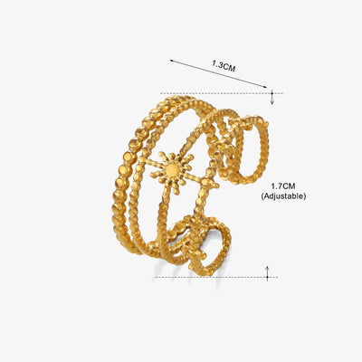 18K Gold Plated Stainless Steel Adjustable Star Ring