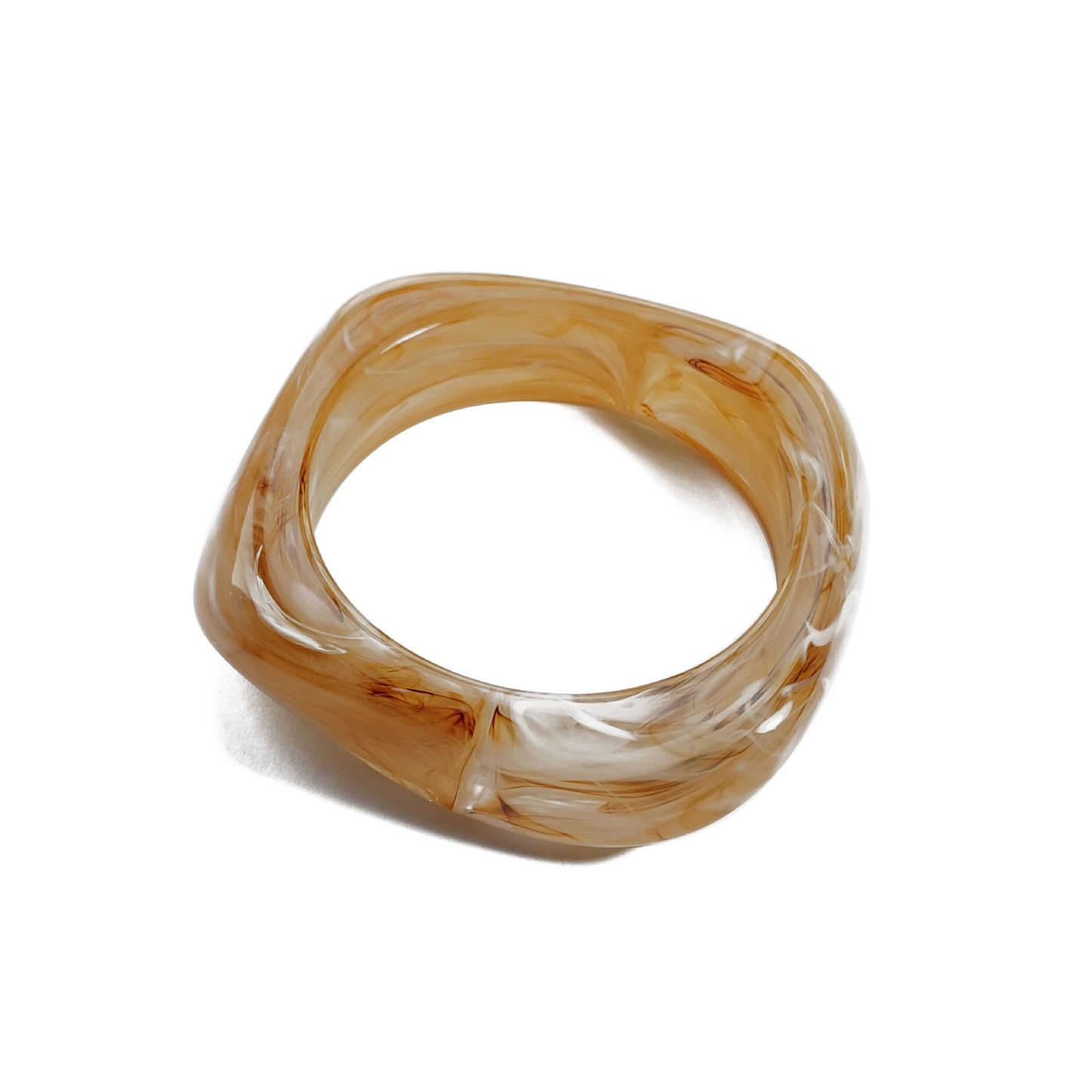 Acrylic Marble Pattern Wide Square Bangle Bracelet for Women