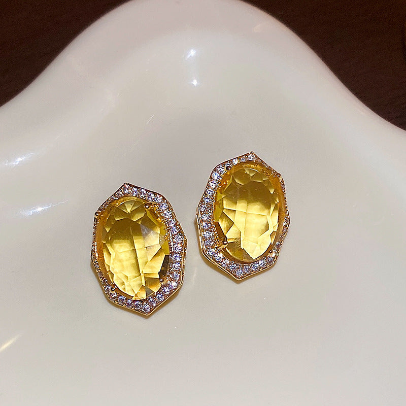 Korean Geometric Diamond Pearl Stud Earrings 925 Silver Needle