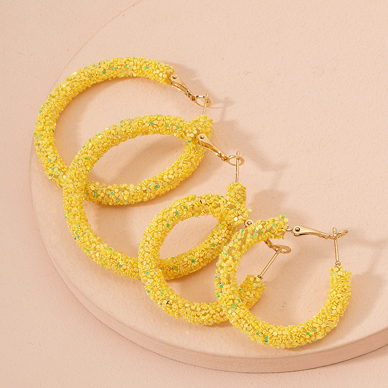 Geometric Circle Diamond Stud Earrings in Pastel Colors