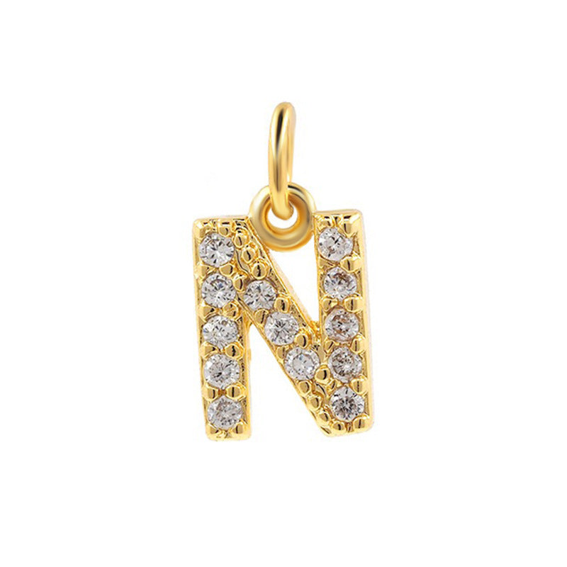 Bohemian 18K Gold Plated Alphabet Necklace with Zircon Charms