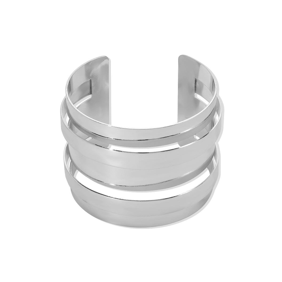Simple Style Multi-Layered Metal Open Cuff Bracelet for Women