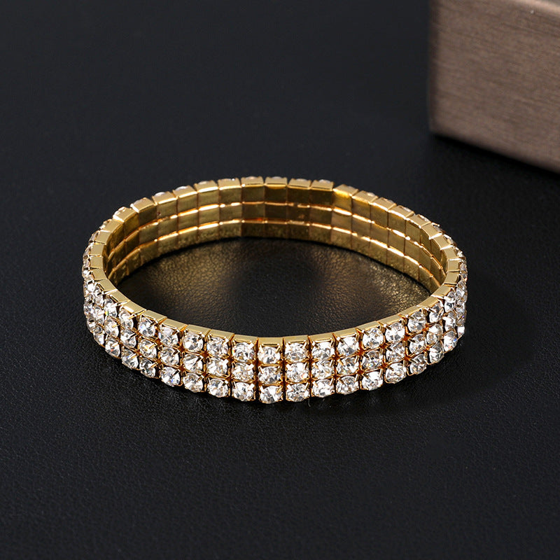 Korean Style Full Diamond Elastic Bracelet Shiny Rhinestone Bangle