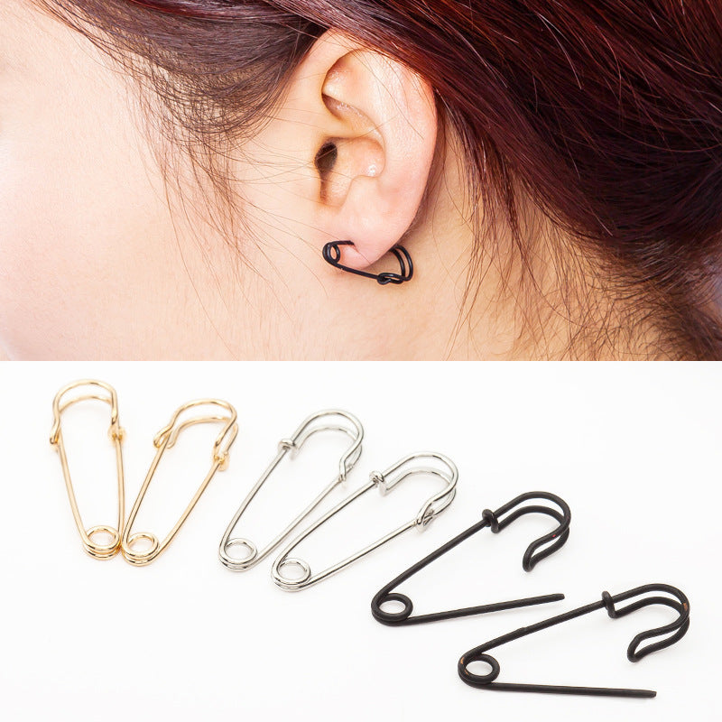Creative Minimalist Alloy Safety Pin Earrings for Women