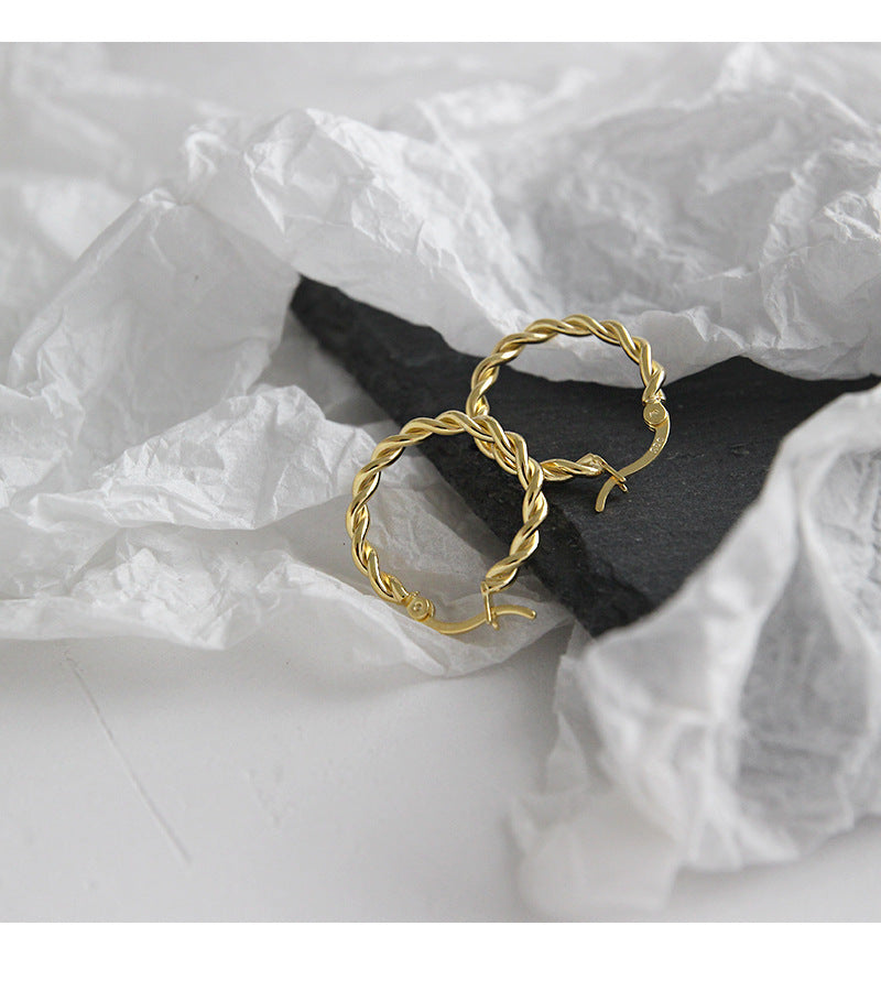 Minimalist Geometric Twist Hoop Earrings and Studs Set