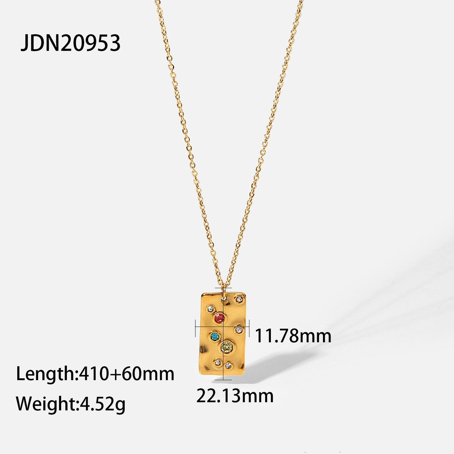 Vintage 18K Gold Plated Stainless Steel Crystal Zircon Pendant Necklace