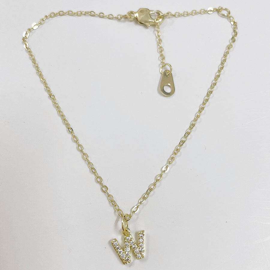 Elegant Initial Zircon Inlay 14k Gold Plated Copper Bracelets for Women