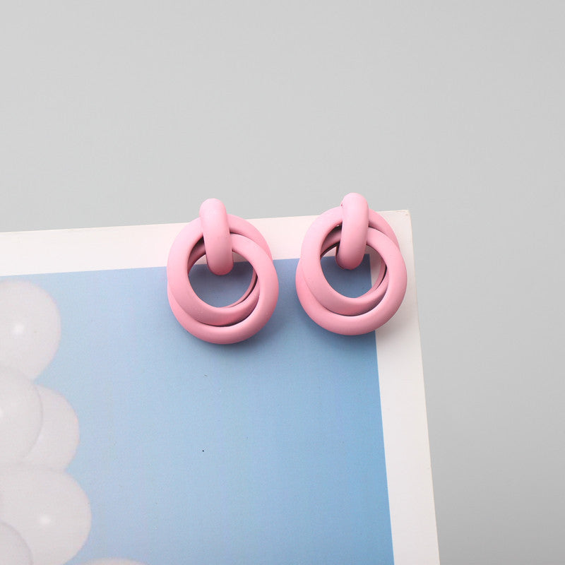 Simple Double Circle Alloy Stud Earrings for Women