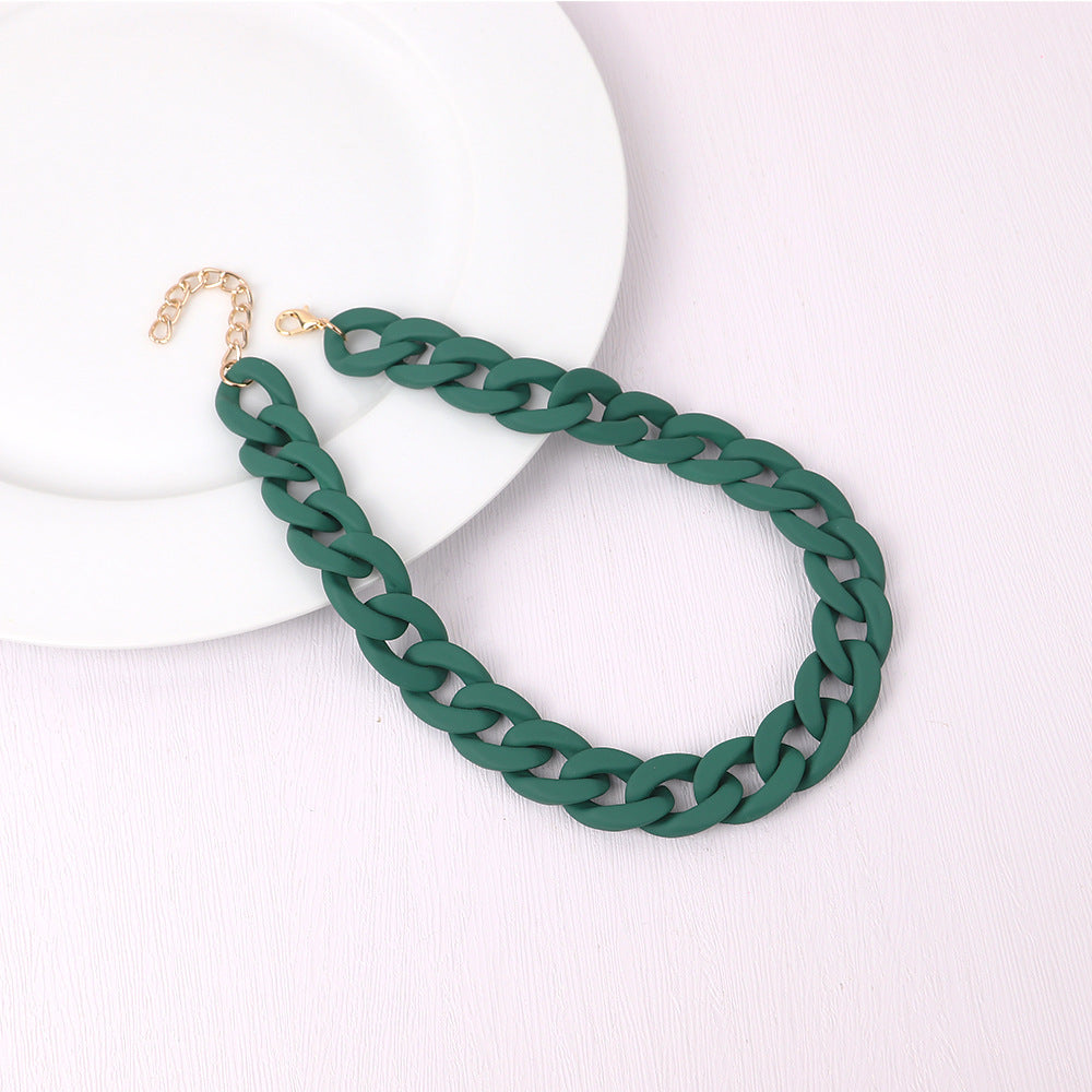 Fashion Acrylic Patchwork Rainbow Chain Necklace for Women