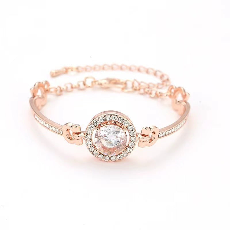 Elegant Minimalist Diamond-Embellished Ladies Bracelet
