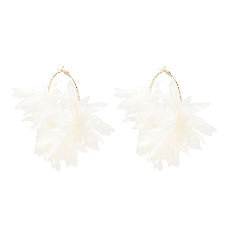 Simple Style Handmade Chiffon Flower Petal Women's Earrings