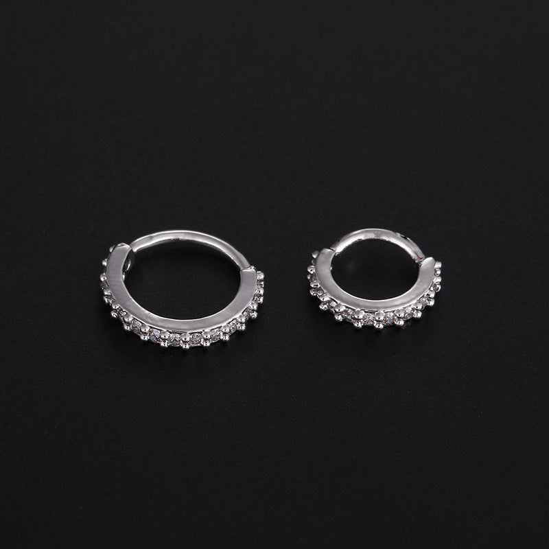 Simple Circle Copper Inlay Zircon Nose and Ear Cuff Ring