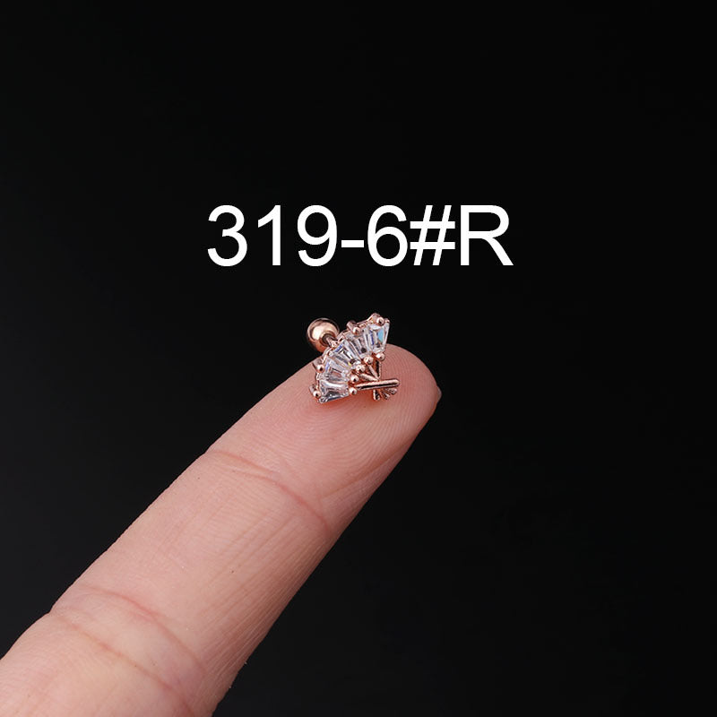 Fashion Zircon Copper and Stainless Steel Ear Studs