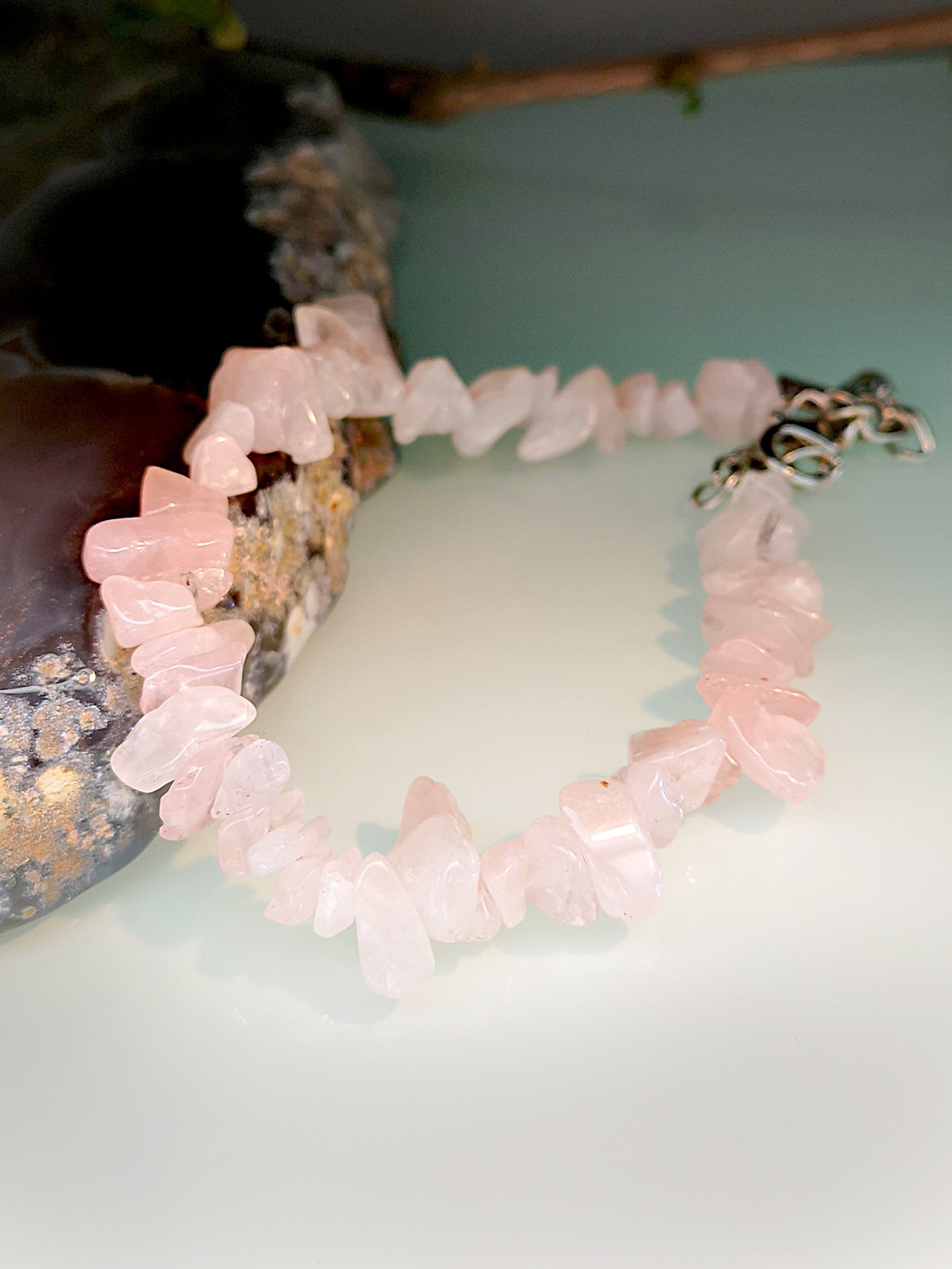 Natural Crystal Amethyst Agate Tourmaline Bracelet with Irregular Stone Beads