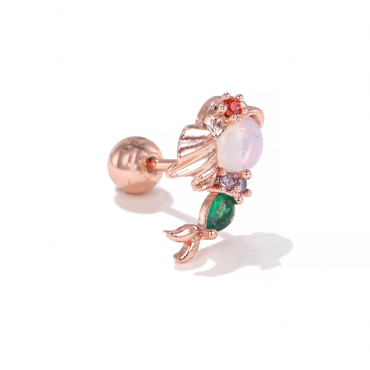 1 Piece Minimalist Brass Zircon Ear Studs with 18K Gold and White Gold Plating