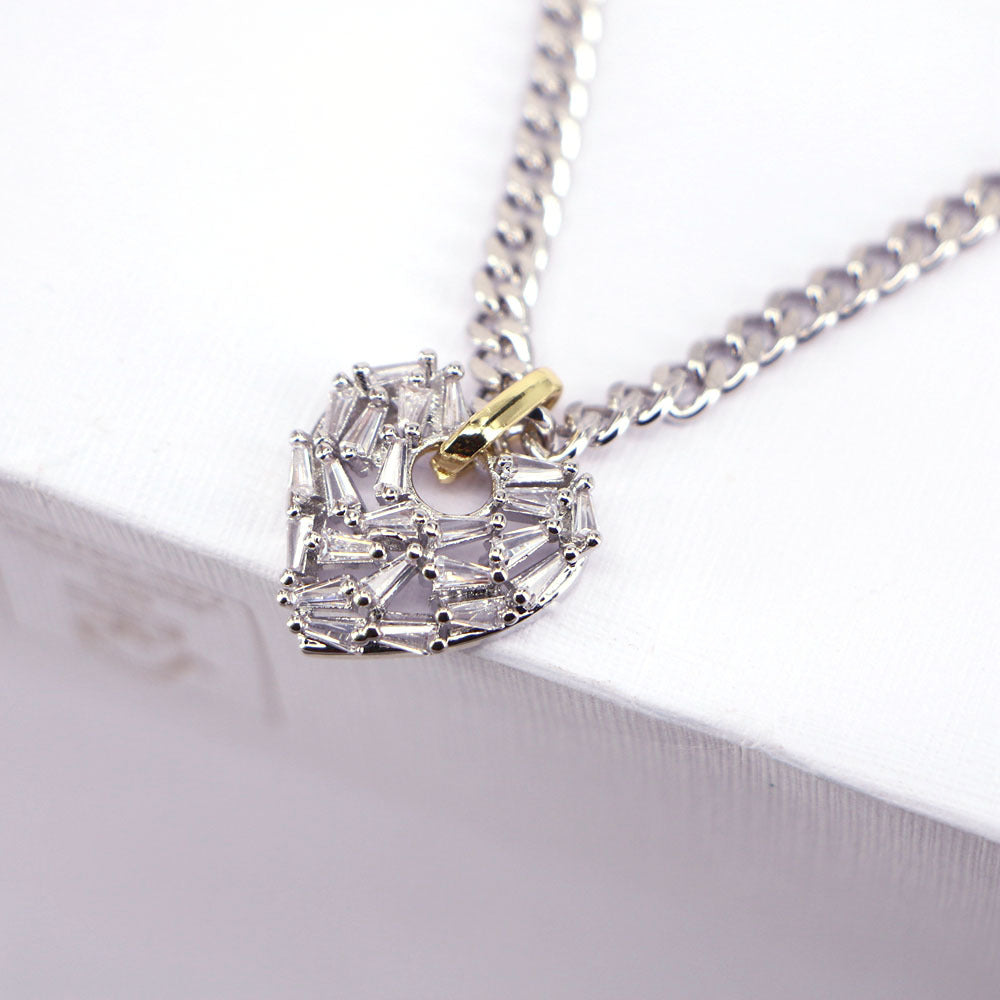Fashion Heart Zircon Pendant Thick Chain Necklace for Women