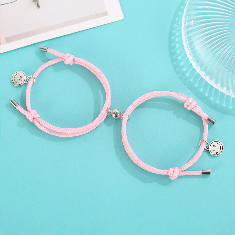 Luminous Alloy Smiley Face Couple Bracelets Set