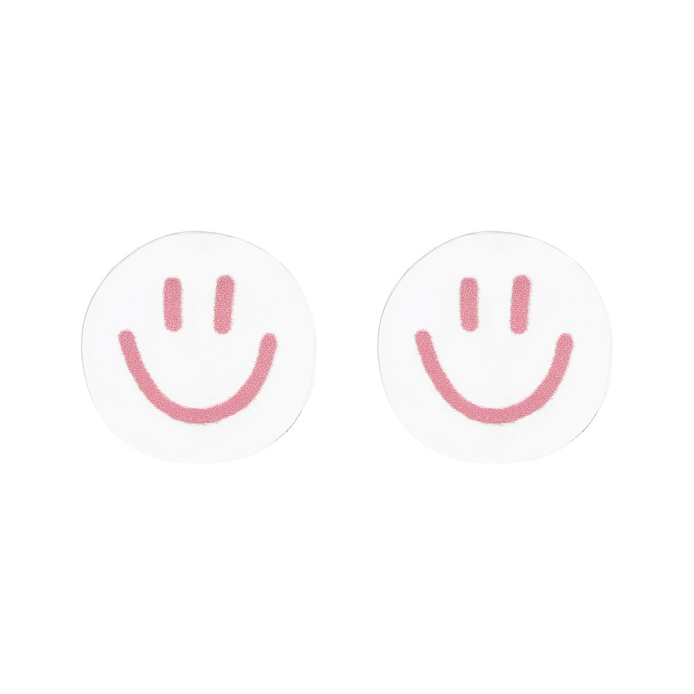 Cartoon Smiley Face Resin Transparent Earrings Jewelry