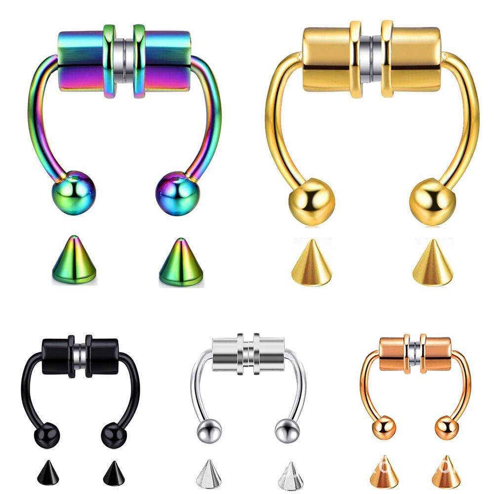 Fashion Geometric Magnetic Faux Nose Ring Stainless Steel Horseshoe Design