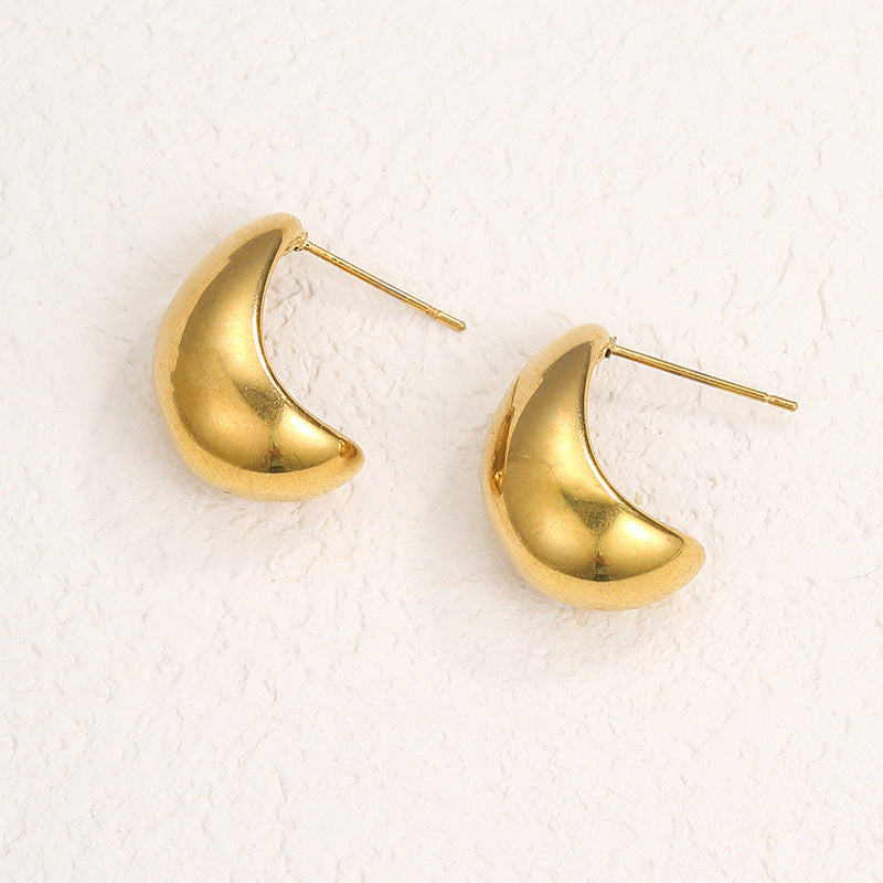1 Pair Minimalist Geometric Gold Plated Stainless Steel Drop Earrings