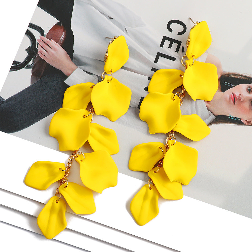 1 Pair Elegant Retro Flower Acrylic Tassel Drop Earrings for Women