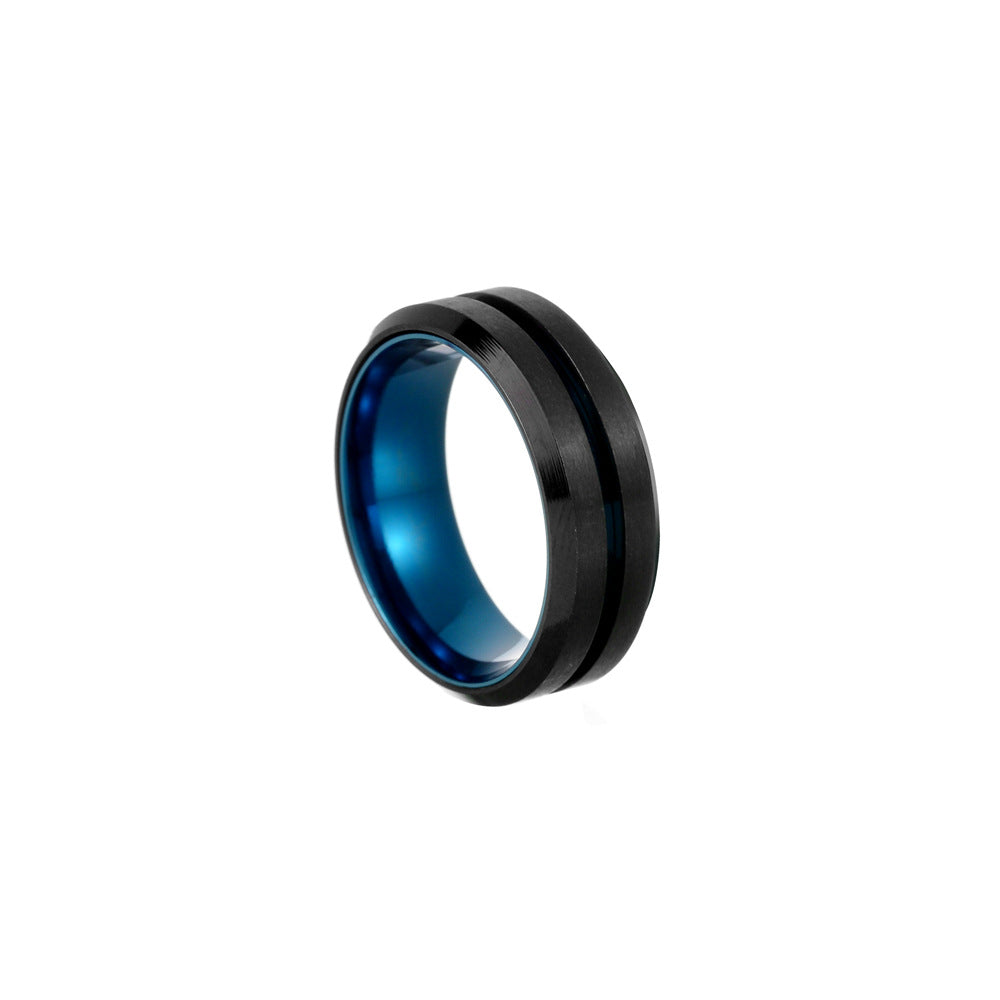 Fashion Solid Color Black Stainless Steel Spinner Ring for Men