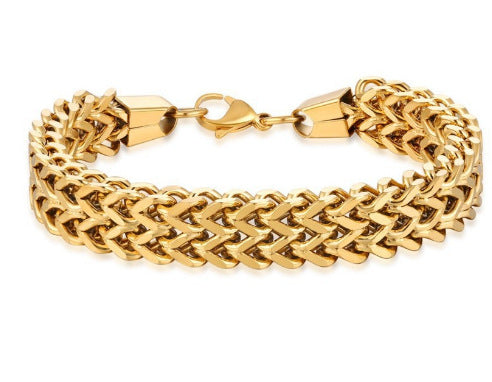 Fashion Geometric Titanium Steel Double Row Mesh Men's Bracelet