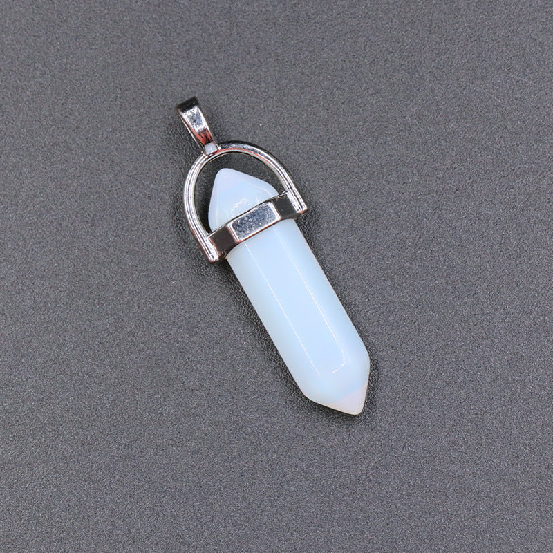 Hexagon Prism Crystal Bullet Pendant Necklace