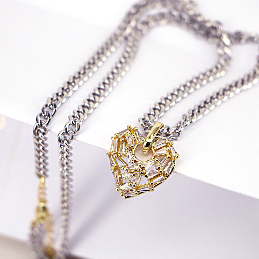 Fashion Heart Zircon Pendant Thick Chain Necklace for Women