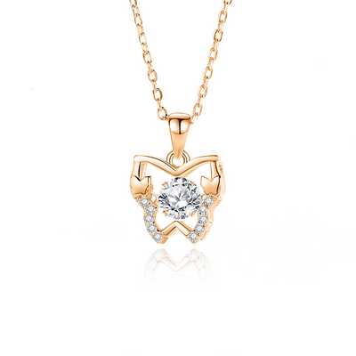 Simple Style Sterling Silver Butterfly Moissanite Zircon Pendant Necklace