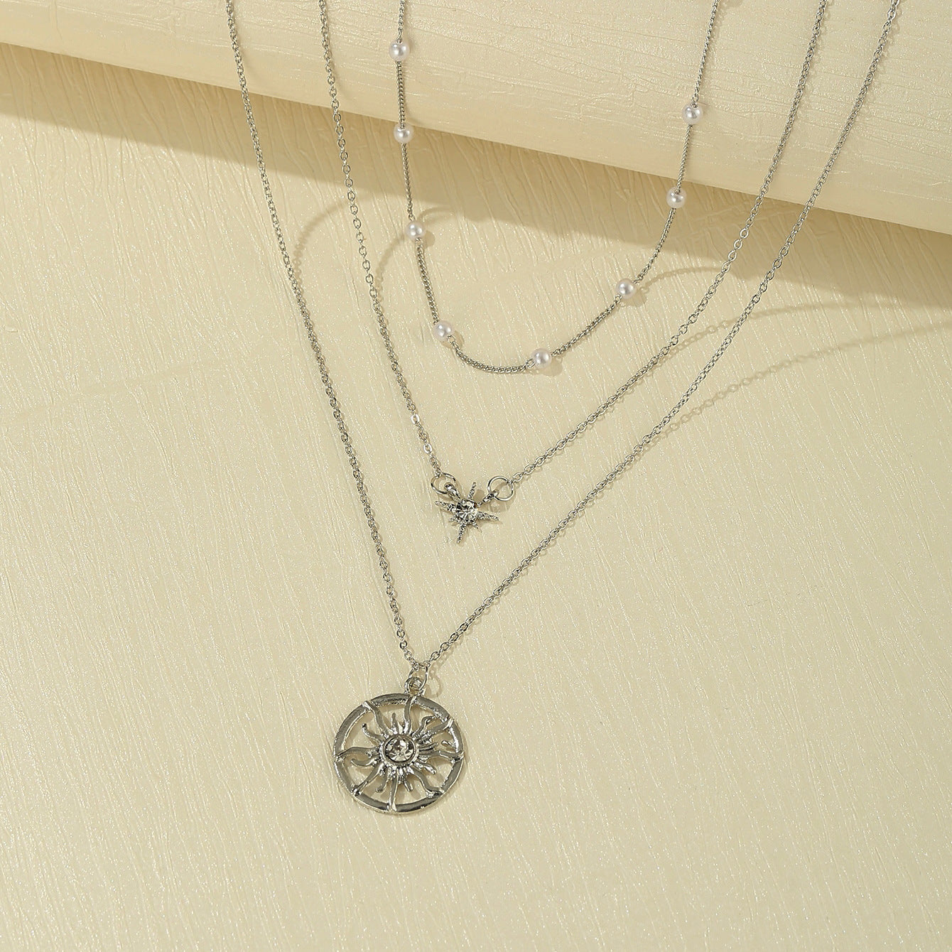 Artificial Pearl Butterfly Pendant Layered Necklace