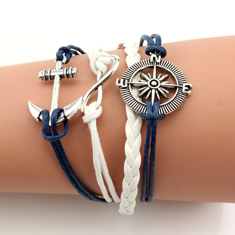 Fashion Multi-Element Leaf Heart Butterfly Owl Braided Women's Bracelet