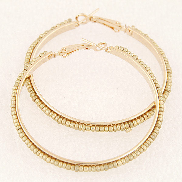 Fashion Jewelry Metal Bead Hoop Earrings