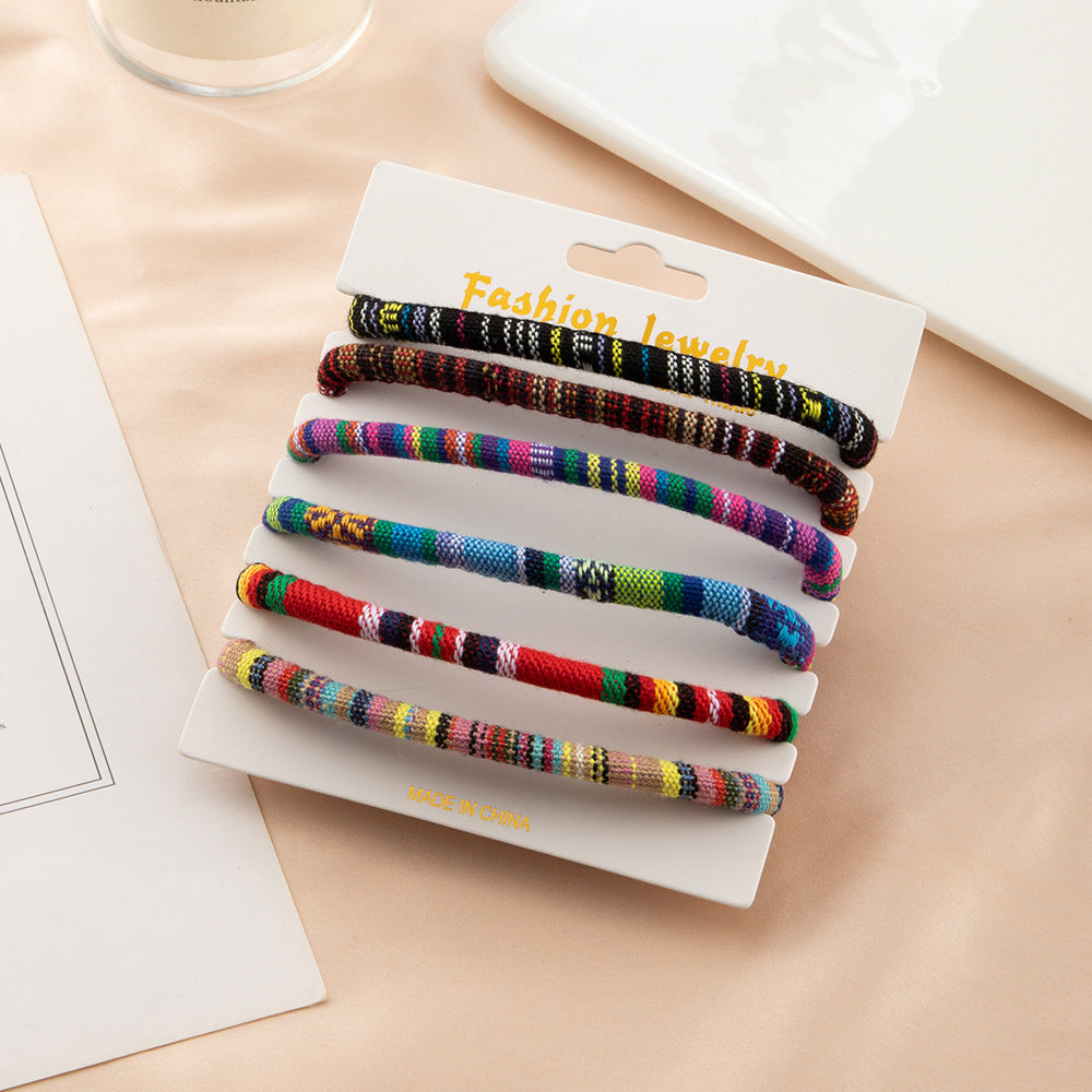 Ethnic Braided Colorful Adjustable Bracelet Set for Women and Men