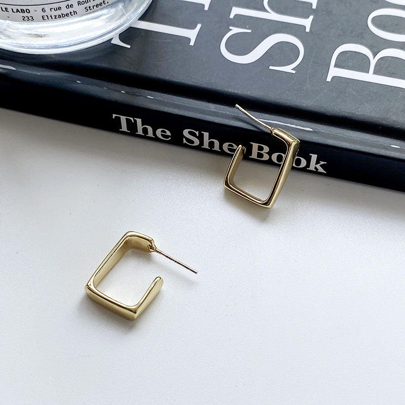 Simple Trendy Korean Square Hoop Earrings for Women